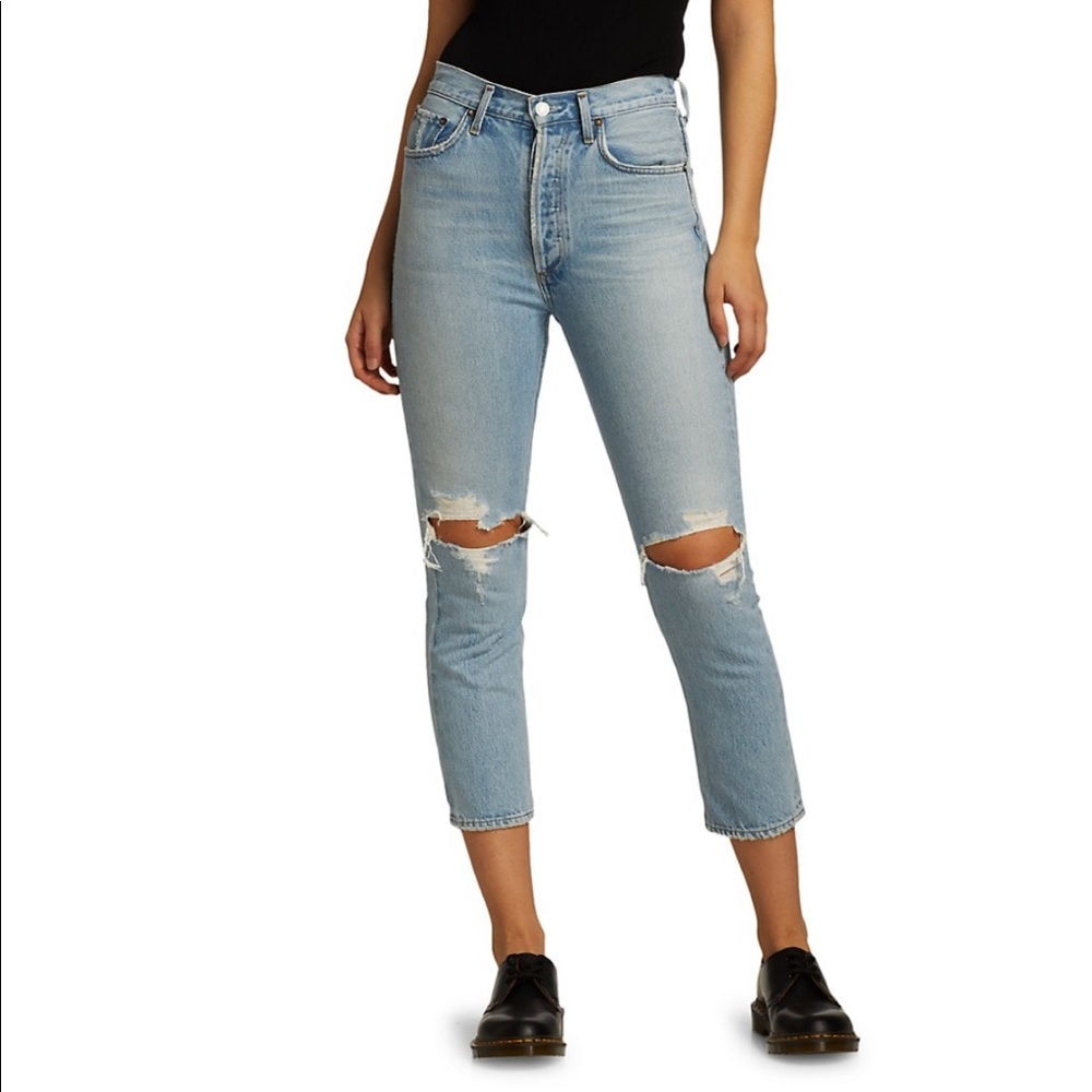 NWT Agolde Riley high rise straight crop jeans